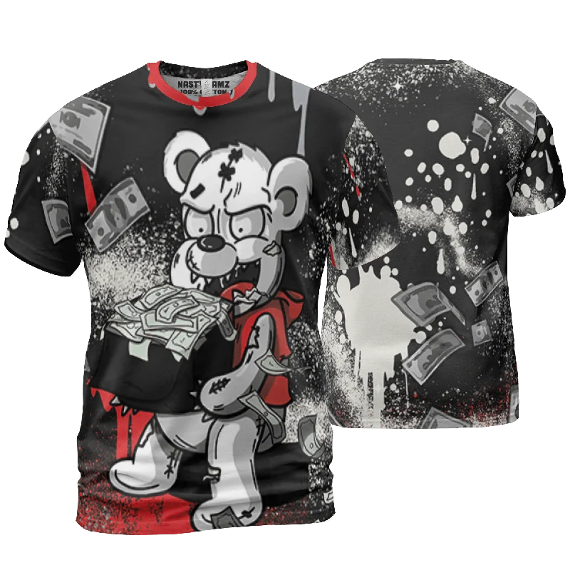 Mock - neck women's T - shirt with a drawstring hoodNastyJamz Bred Reimagined 4s T Shirt Match Cash Money 3D All-Over Print Splash Paint