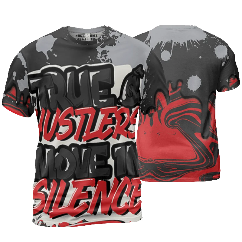 Women's T - shirt with a ruffled collarNastyJamz Bred Reimagined 4s T Shirt Match Move In Silence 3D All-Over Print Color Splash Women's T - shirt with a ruffled collarNastyJamz Bred Reimagined 4s T Shirt Match Move In Silence 3D All-Over Print Color Splash