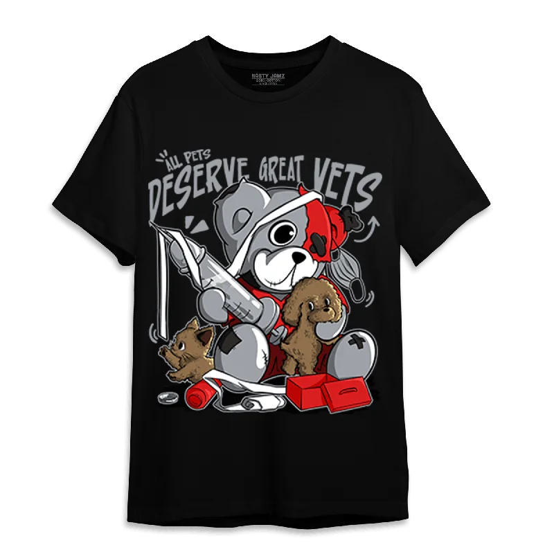 Women's T - shirt with a metallic - colored buttonNastyJamz Bred Reimagined 4s T Shirt Match Veterinary BER Women's T - shirt with a metallic - colored buttonNastyJamz Bred Reimagined 4s T Shirt Match Veterinary BER