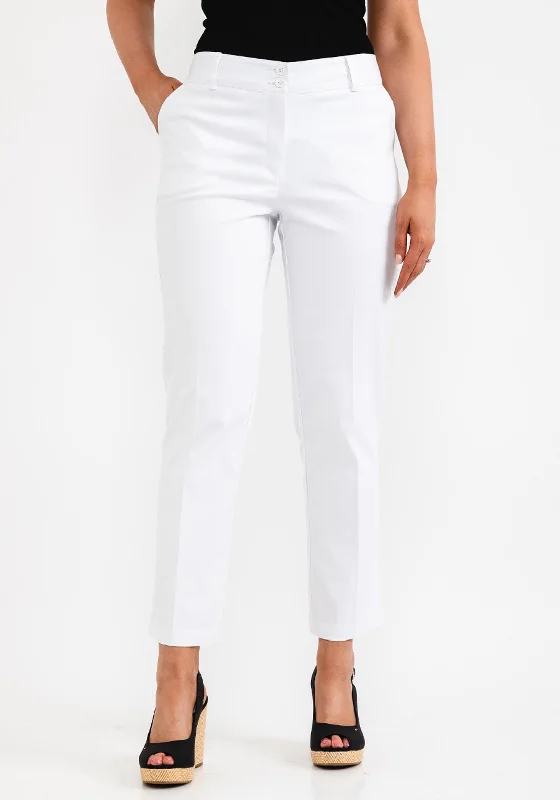 Houndstooth print wide leg pants for women in a sophisticated and statement - making styleCamelot Tailored Slim Leg Trousers, White Houndstooth print wide leg pants for women in a sophisticated and statement - making styleCamelot Tailored Slim Leg Trousers, White