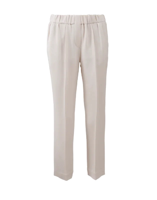 Embroidered linen pants for women in a natural styleClassic Pull On Pant - Vanilla Embroidered linen pants for women in a natural styleClassic Pull On Pant - Vanilla
