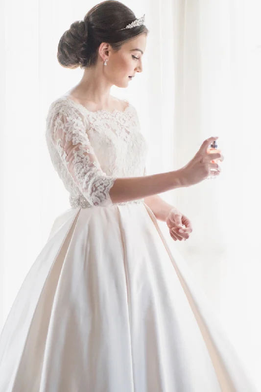 Sleeve - less wedding dress for a summer weddingPrincess Long Half Sleeves A-line White Wedding Dress with Beads Sleeve - less wedding dress for a summer weddingPrincess Long Half Sleeves A-line White Wedding Dress with Beads