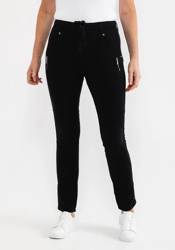 Sheer panel pants for women with a sexy touchCostamani Causal Cargo Style Trousers, Black Sheer panel pants for women with a sexy touchCostamani Causal Cargo Style Trousers, Black