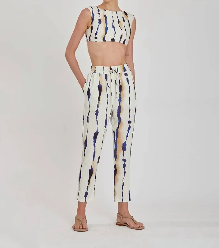 Patchwork denim pants for women in a creative designElastic Waist Band Pants In Dune Patchwork denim pants for women in a creative designElastic Waist Band Pants In Dune