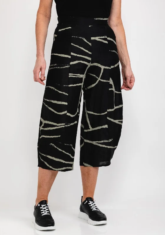 Elastic waist skinny pants for plus size women in a comfortable fitElsewhere Abstract Print Wide Leg Trousers, Black & Khaki Elastic waist skinny pants for plus size women in a comfortable fitElsewhere Abstract Print Wide Leg Trousers, Black & Khaki