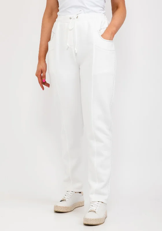 Printed palazzo pants for women in a colorful and trendy styleEva Kayan Flat Stud Pocket Joggers, Off White Printed palazzo pants for women in a colorful and trendy styleEva Kayan Flat Stud Pocket Joggers, Off White
