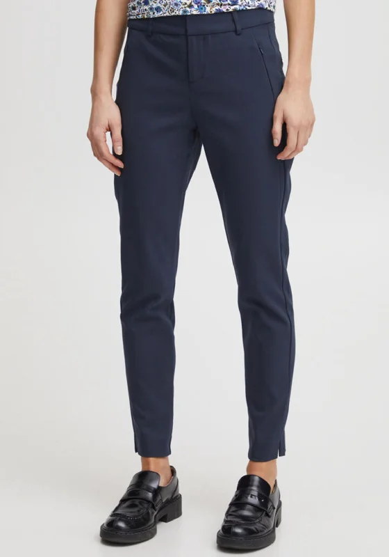 Pleated dress pants for women in a formal occasionFransa Carrie Mid Waist Trousers, Navy Pleated dress pants for women in a formal occasionFransa Carrie Mid Waist Trousers, Navy