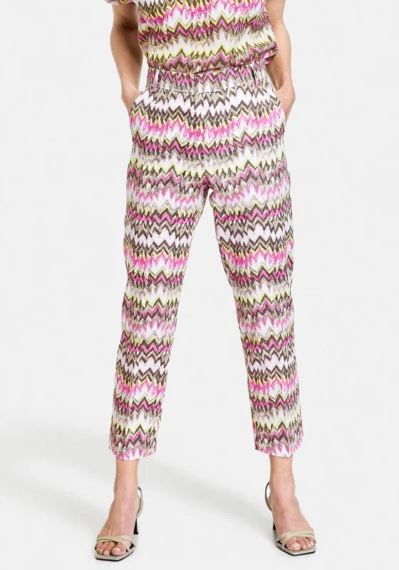 Linen blend cigarette pants for women in a breezy and modern styleGerry Weber Zig Zag Print Trousers, Multi Linen blend cigarette pants for women in a breezy and modern styleGerry Weber Zig Zag Print Trousers, Multi