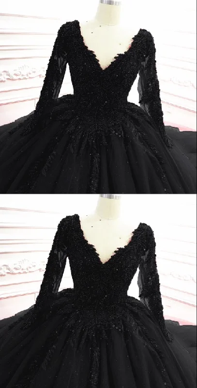 Mother - of - the - bride elegant wedding dressGothic Black Wedding Dresses With Sleeves Prom Dresses cg22356 Mother - of - the - bride elegant wedding dressGothic Black Wedding Dresses With Sleeves Prom Dresses cg22356