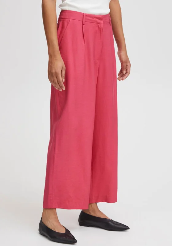 Wrinkle resistant pants for women on business tripsIchi Crinkle Texture Culottes, Carmine Wrinkle resistant pants for women on business tripsIchi Crinkle Texture Culottes, Carmine