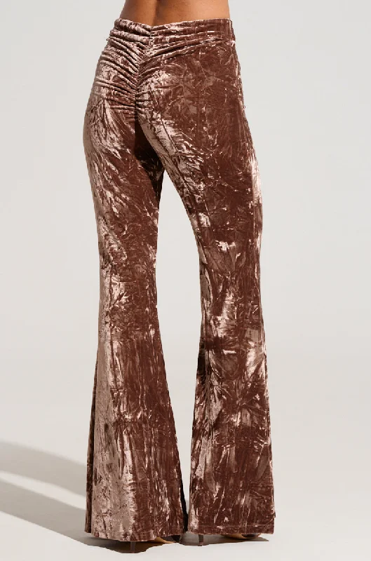 Polyester blend wide leg dress pants for women in a durable and formal styleIN ANOTHER LIFE RUCHED VELVET LEGGING Polyester blend wide leg dress pants for women in a durable and formal styleIN ANOTHER LIFE RUCHED VELVET LEGGING