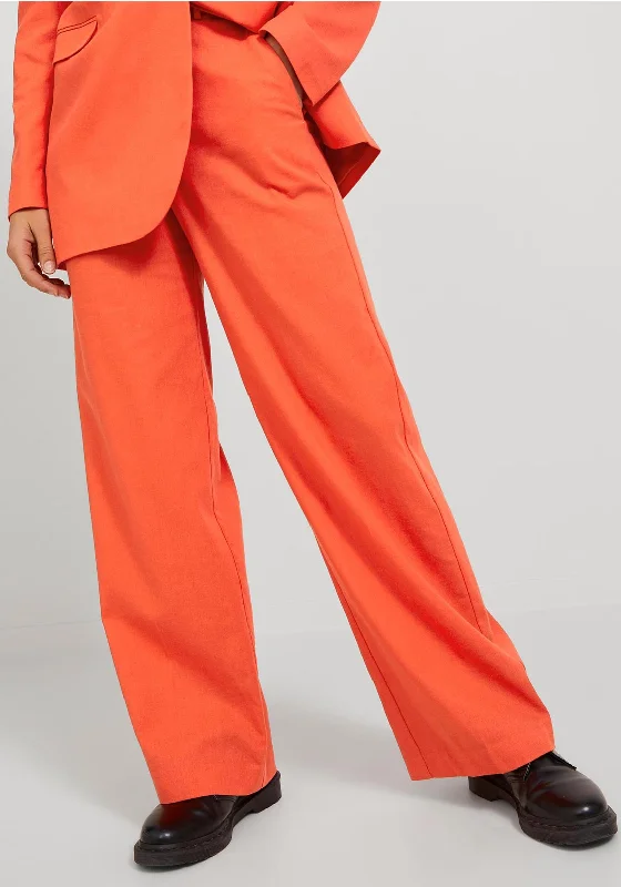 Plaid wide leg dress pants for women in a preppy and formal styleJJXX Mary Linen High Waisted Trousers, Puffins Bill Plaid wide leg dress pants for women in a preppy and formal styleJJXX Mary Linen High Waisted Trousers, Puffins Bill