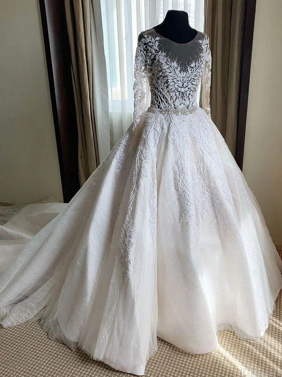 Cut - out detail modern wedding dressLace Beaded Vintage Wedding Dresses Long Sleeves Sheer Neck Bridal Dresses Crystals Wedding Gowns Prom Dress cg21942 Cut - out detail modern wedding dressLace Beaded Vintage Wedding Dresses Long Sleeves Sheer Neck Bridal Dresses Crystals Wedding Gowns Prom Dress cg21942