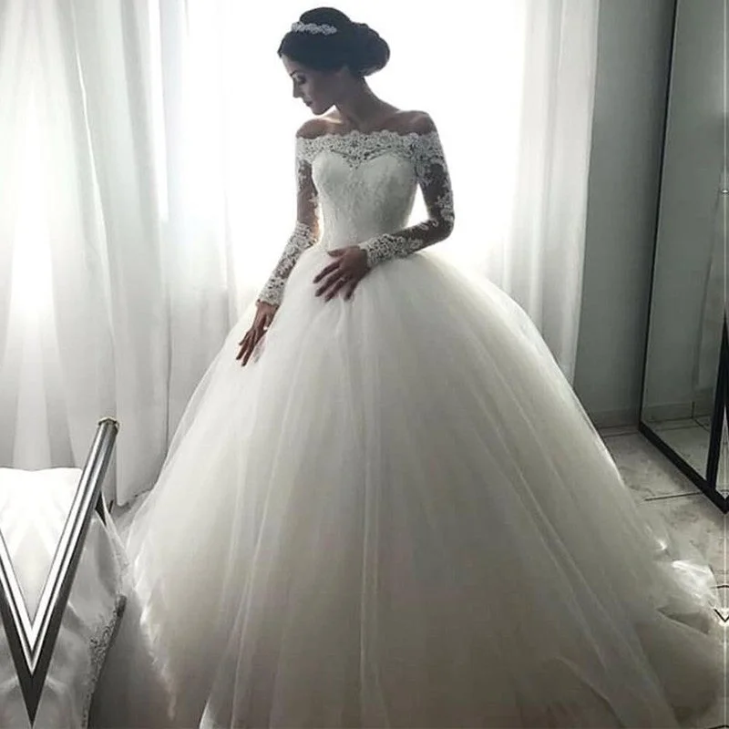 Multicultural - inspired wedding dressLace Long Sleeves Tulle Ball Gowns Wedding Dresses Off The Shoulder Multicultural - inspired wedding dressLace Long Sleeves Tulle Ball Gowns Wedding Dresses Off The Shoulder