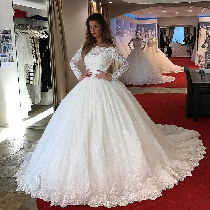 Church - suitable long - sleeved wedding dressLace Long Sleeves Tulle Ball Gowns Wedding Dresses Church - suitable long - sleeved wedding dressLace Long Sleeves Tulle Ball Gowns Wedding Dresses