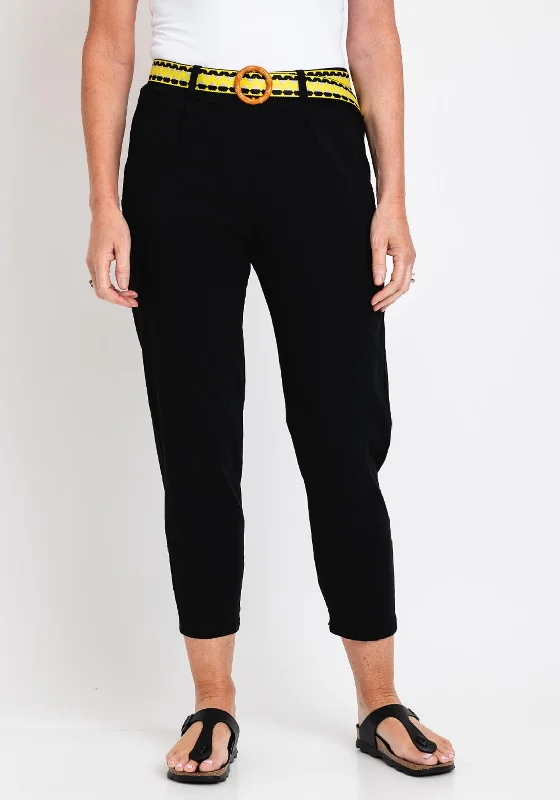 Floral print wide leg dress pants for women in a fresh and formal styleThe Serafina Collection One Size Slim Crop Trouser, Black Floral print wide leg dress pants for women in a fresh and formal styleThe Serafina Collection One Size Slim Crop Trouser, Black