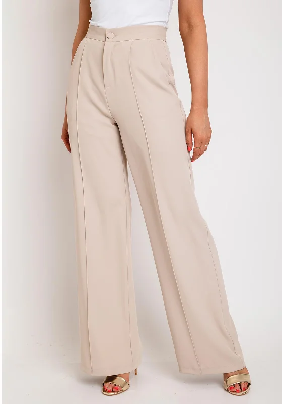 Metallic lame pants for women in a shiny styleThe Sofia Collection Wide Leg Trousers, Beige Metallic lame pants for women in a shiny styleThe Sofia Collection Wide Leg Trousers, Beige
