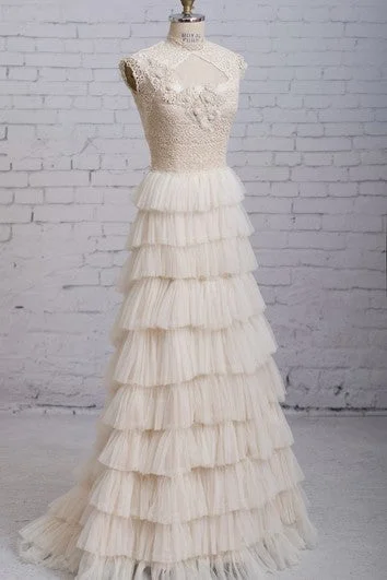 Overskirt - detachable wedding dressLayered Exquisite High-Neck Gown With Keyhole Backstyle Overskirt - detachable wedding dressLayered Exquisite High-Neck Gown With Keyhole Backstyle