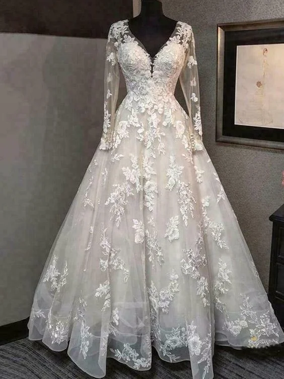 Drop - waist 1920s - style wedding dressLong Sleeve V Neck A Line Wedding Dresses Backless Lace Appliques Bridal Gowns prom dress cg21878 Drop - waist 1920s - style wedding dressLong Sleeve V Neck A Line Wedding Dresses Backless Lace Appliques Bridal Gowns prom dress cg21878