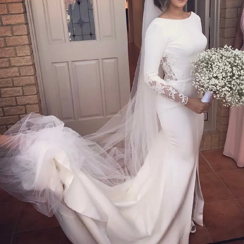 Overskirt - detachable wedding dressLong Sleeves Mermaid Wedding Dresses Lace Backless Overskirt - detachable wedding dressLong Sleeves Mermaid Wedding Dresses Lace Backless