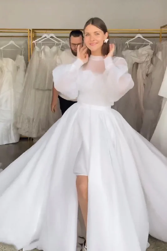 Colorful non - white wedding dress for a bold bride3 in 1 Wedding Dress Fountana with Detachable Audrey Skirt & High Neck Blouse Colorful non - white wedding dress for a bold bride3 in 1 Wedding Dress Fountana with Detachable Audrey Skirt & High Neck Blouse
