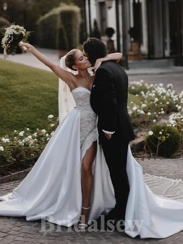 Modest - style wedding dress for a conservative brideLuxurious Mermaid Detachable Classic Lace Country Beach Vintage Long Wedding Dresses WD396 Modest - style wedding dress for a conservative brideLuxurious Mermaid Detachable Classic Lace Country Beach Vintage Long Wedding Dresses WD396