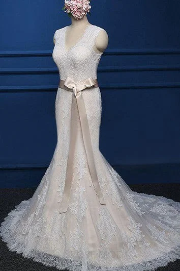 Quirky - designed wedding dress for an individual brideMermaid V-Neck Sleeveless Cap Sash Dress Quirky - designed wedding dress for an individual brideMermaid V-Neck Sleeveless Cap Sash Dress