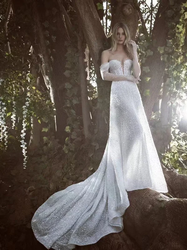 Plus - size mermaid wedding dressOff The Shoulder Shiny Wedding Dresses, A-line Popular Bridal Gowns, Newest Bling Wedding Gowns Plus - size mermaid wedding dressOff The Shoulder Shiny Wedding Dresses, A-line Popular Bridal Gowns, Newest Bling Wedding Gowns
