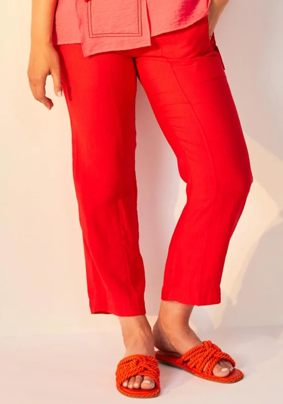 Drawstring wide leg pants for women in a casual and relaxed styleOra Wide Leg Casual Trousers, Red Drawstring wide leg pants for women in a casual and relaxed styleOra Wide Leg Casual Trousers, Red