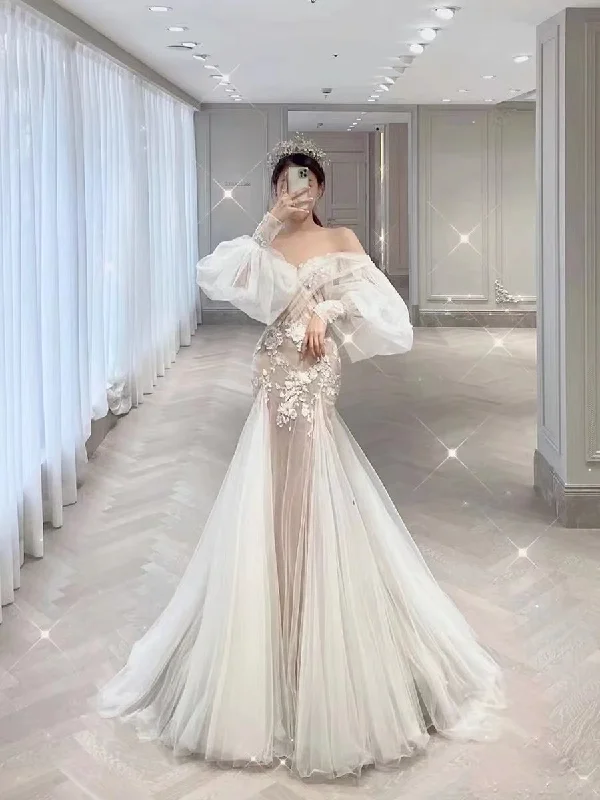 Maternity - friendly wedding dress for expecting bridesPopular Mermaid Lace Wedding Dresses, Bubble Sleeves Newest Bridal Gowns, Elegant Wedding Dresses Maternity - friendly wedding dress for expecting bridesPopular Mermaid Lace Wedding Dresses, Bubble Sleeves Newest Bridal Gowns, Elegant Wedding Dresses