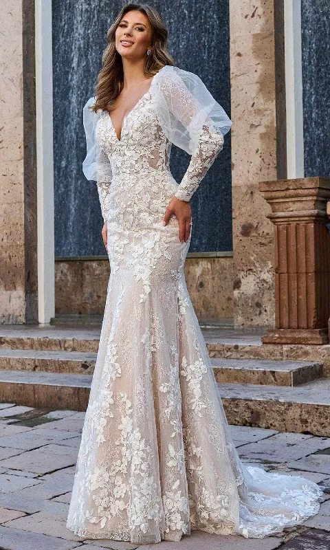 Evening - ready ball gown wedding dressRachel Allan Bridal RB3199 - Deep V-Neck Lace Bridal Gown Evening - ready ball gown wedding dressRachel Allan Bridal RB3199 - Deep V-Neck Lace Bridal Gown