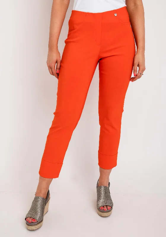 Printed palazzo pants for women in a colorful and trendy styleRobell Bella 09 Turn Up Ankle Grazer Trousers, Orange Printed palazzo pants for women in a colorful and trendy styleRobell Bella 09 Turn Up Ankle Grazer Trousers, Orange