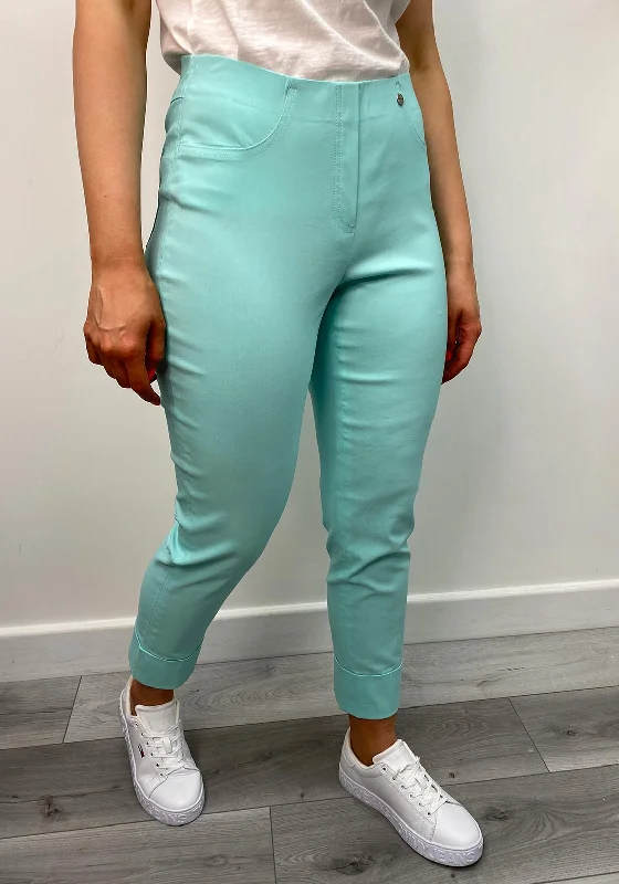 Houndstooth print pants for women in a sophisticated styleRobell Bella 09 Turn Up Ankle Grazer Trousers, Aqua Houndstooth print pants for women in a sophisticated styleRobell Bella 09 Turn Up Ankle Grazer Trousers, Aqua