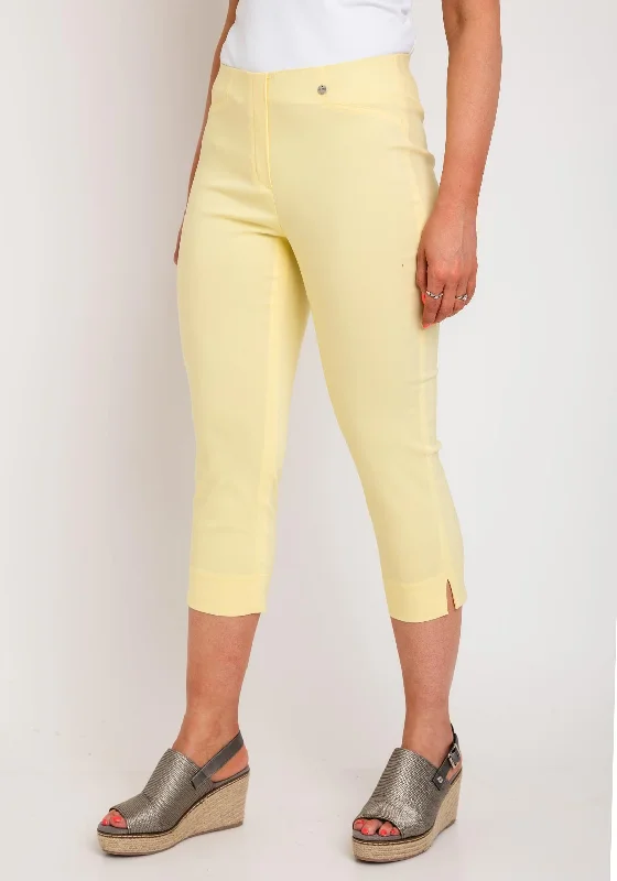 Plaid wide leg jeans for women in a preppy and trendy styleRobell Rose 07 Slim Fit Capri Trousers, Yellow Plaid wide leg jeans for women in a preppy and trendy styleRobell Rose 07 Slim Fit Capri Trousers, Yellow