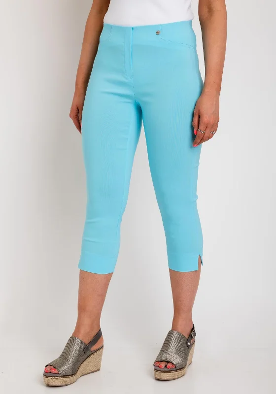 Leather look wide leg pants for women in a bold and stylish lookRobell Rose 07 Slim Fit Capri Trousers, Blue Leather look wide leg pants for women in a bold and stylish lookRobell Rose 07 Slim Fit Capri Trousers, Blue