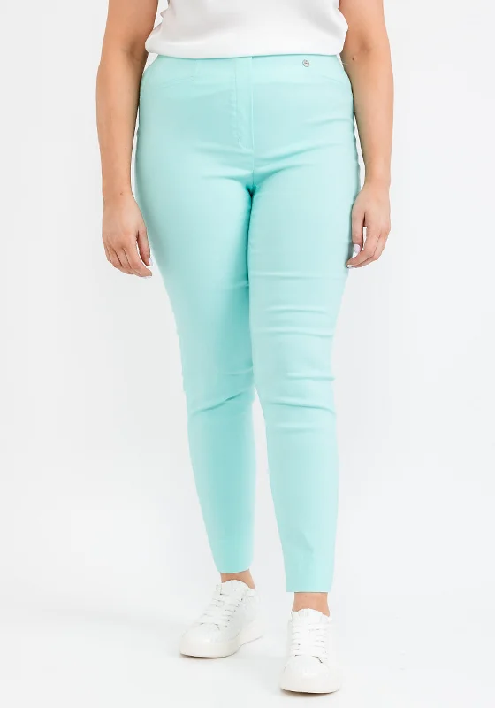 Polyester pants with stretch for women in comfortRobell Rose 09 Cropped Trousers, Aqua Polyester pants with stretch for women in comfortRobell Rose 09 Cropped Trousers, Aqua
