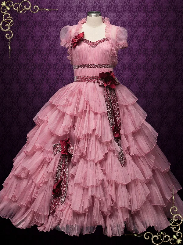 Strapless ball gown wedding dressRose Pink Ball Gown Wedding Dress with Jacket RENATA Strapless ball gown wedding dressRose Pink Ball Gown Wedding Dress with Jacket RENATA
