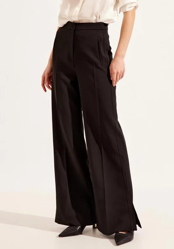 Plus size palazzo pants for women with comfortSetre Wide Leg Slit Hem Trousers, Black Plus size palazzo pants for women with comfortSetre Wide Leg Slit Hem Trousers, Black
