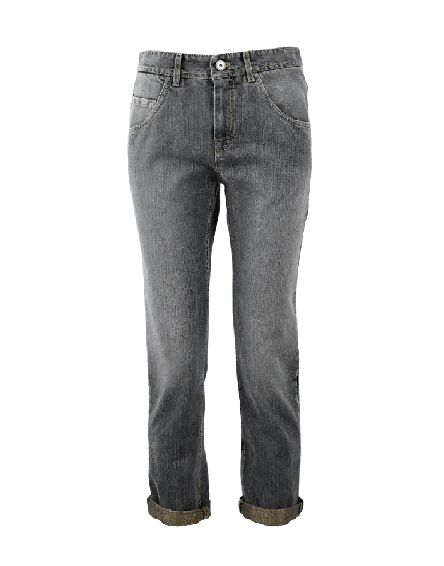 Floral print pants for women in a fresh styleShimme Cuff Boyfriend Denim