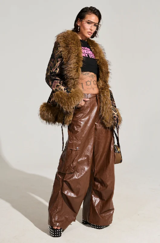 Cuffed pants for women in a stylish detailSOPHIE FAUX LEATHER TROUSER