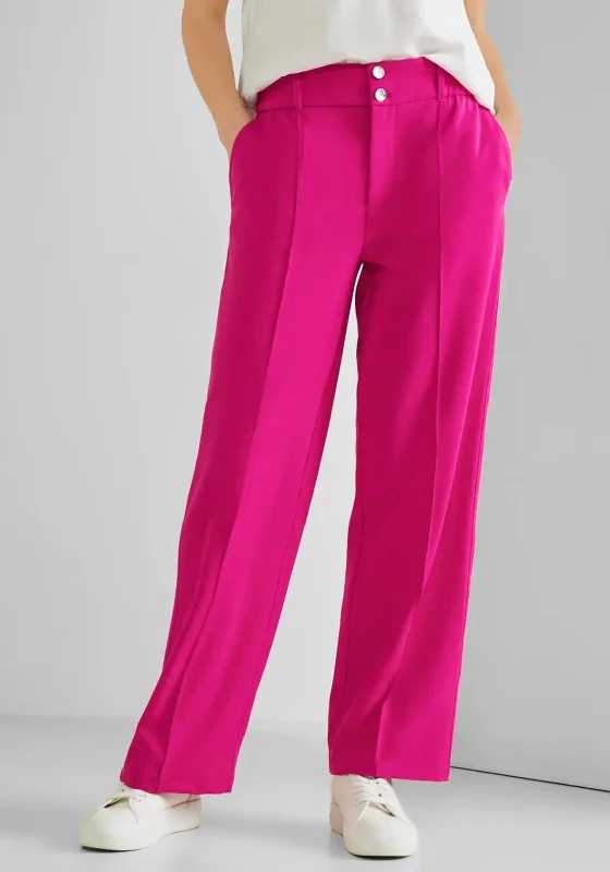 Elastic waist palazzo pants for plus size womenStreet One Straight Leg Trousers, Now Pink Elastic waist palazzo pants for plus size womenStreet One Straight Leg Trousers, Now Pink