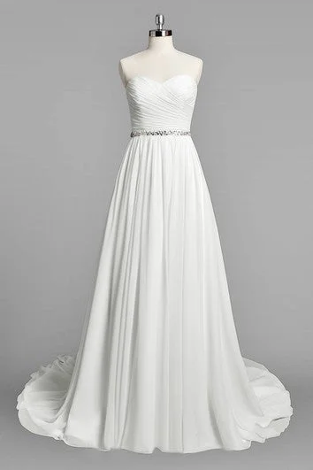 Plus - size ball gown wedding dressSweetheart A-Line Chiffon Wedding Dress With Ruching and Beading Plus - size ball gown wedding dressSweetheart A-Line Chiffon Wedding Dress With Ruching and Beading