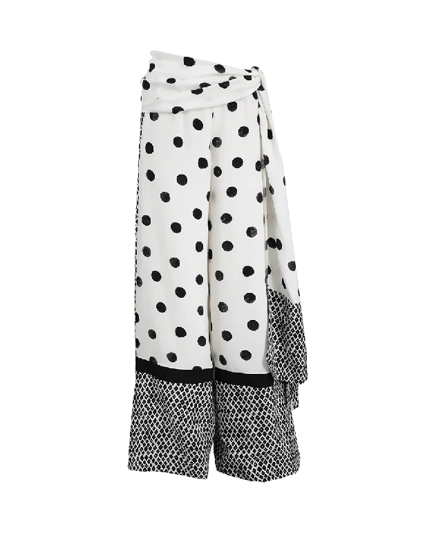 Flowy ankle pants for women in a romantic and feminine styleTie Waist Dot Palazzo Pant Flowy ankle pants for women in a romantic and feminine styleTie Waist Dot Palazzo Pant