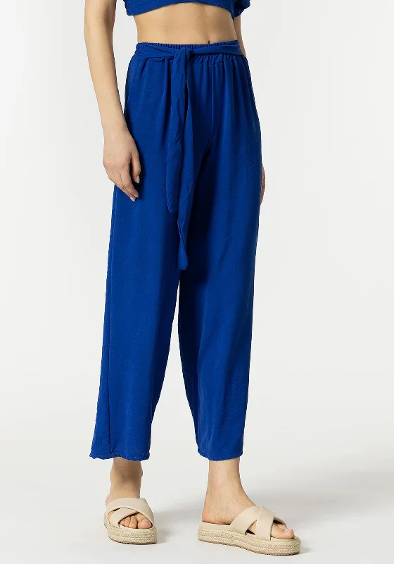 Stretch yoga pants for women to exerciseTiffosi Francesca Tie Waist Crop Trousers, Blue Stretch yoga pants for women to exerciseTiffosi Francesca Tie Waist Crop Trousers, Blue