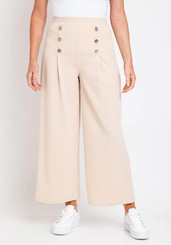 Velvet wide leg jeans for women in a luxurious and trendy styleThe Serafina Collection One Size Wide Leg Crop Trousers, Beige Velvet wide leg jeans for women in a luxurious and trendy styleThe Serafina Collection One Size Wide Leg Crop Trousers, Beige
