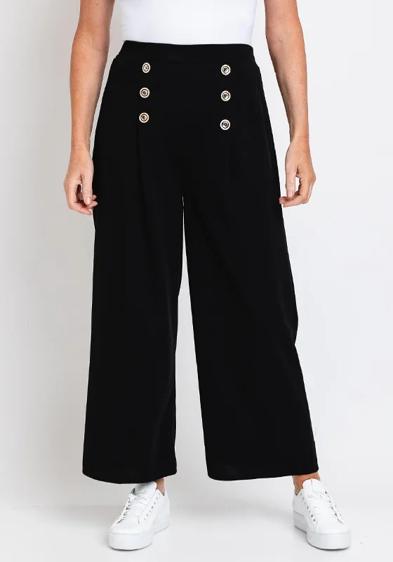 Recycled fabric pants for women in an eco - friendly and sustainable styleThe Serafina Collection One Size Wide Leg Crop Trousers, Black Recycled fabric pants for women in an eco - friendly and sustainable styleThe Serafina Collection One Size Wide Leg Crop Trousers, Black