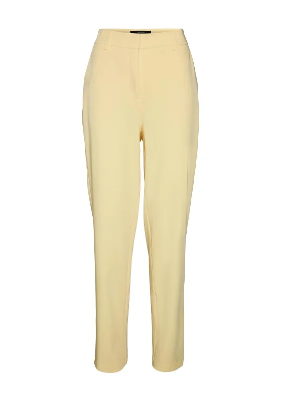 Polyester blend wide leg dress pants for women in a durable and formal styleVero Moda Zelda Straight Leg Trousers, Lemon Meringue Polyester blend wide leg dress pants for women in a durable and formal styleVero Moda Zelda Straight Leg Trousers, Lemon Meringue