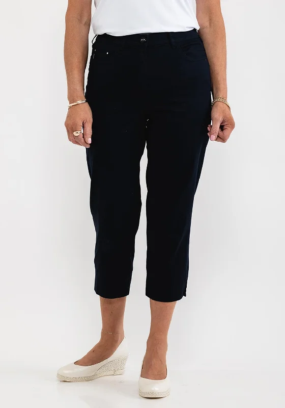 Trousers with side slits for women in a modern designZerres Greta Cropped Comfort Trousers, Navy Trousers with side slits for women in a modern designZerres Greta Cropped Comfort Trousers, Navy