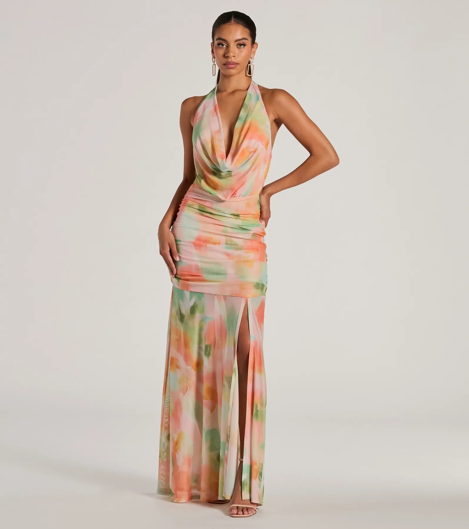 Dresses with Beaded Floral Wreath on the Bodice for Ladies' Delicate and Festive LookBohemain Charm Halter Open Back Tie Dye Maxi Dress Dresses with Beaded Floral Wreath on the Bodice for Ladies' Delicate and Festive LookBohemain Charm Halter Open Back Tie Dye Maxi Dress