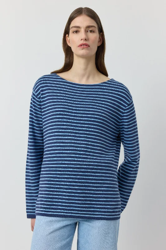 Long - length women's T - shirt to wear as a cover - upBreton Long Sleeve Tee - Indigo/Ice Blue Long - length women's T - shirt to wear as a cover - upBreton Long Sleeve Tee - Indigo/Ice Blue